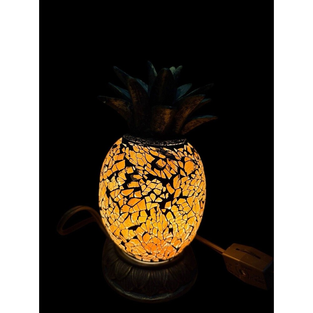 7"  Pineapple Mosaic Crackle  Table Decorative Accent Table Lamp